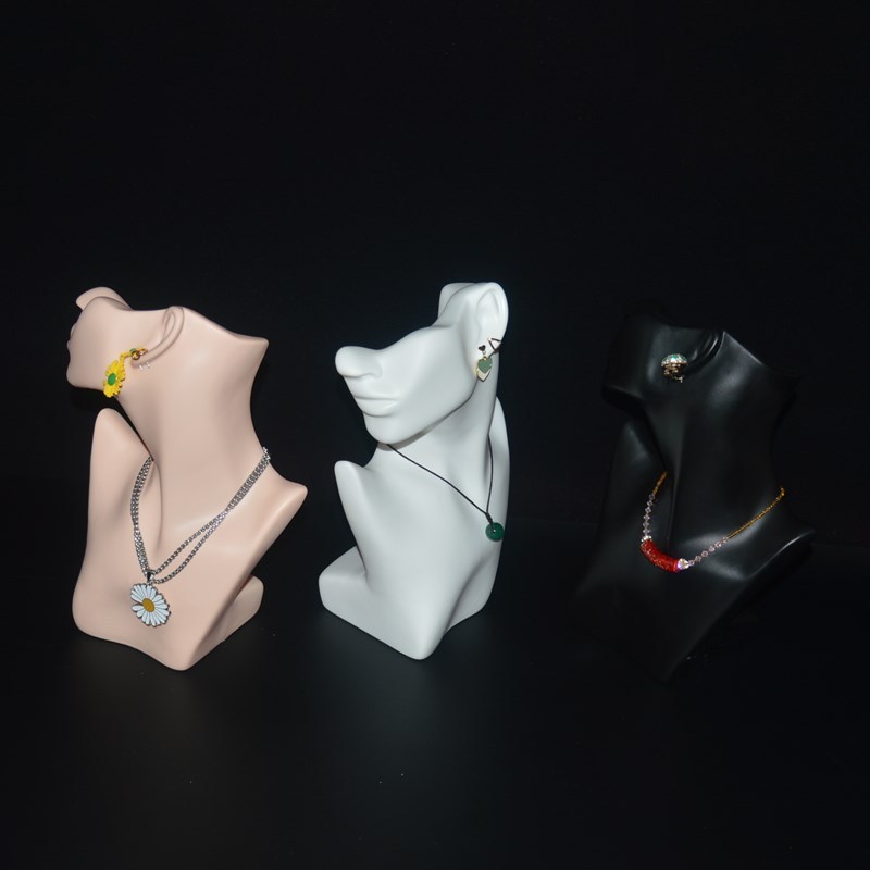 hot sale half face jewelry earring necklace display Mannequin head necklaces jewelry doll display bust holder stand base