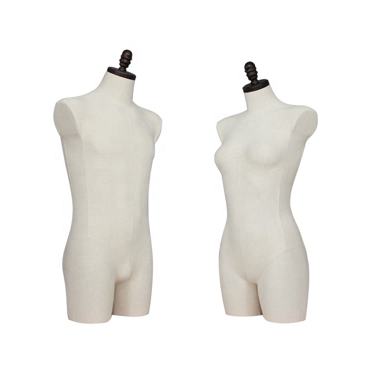 high end fabric covered customized female and male half-body torso bust form mannequin for underwear bra lingerie display