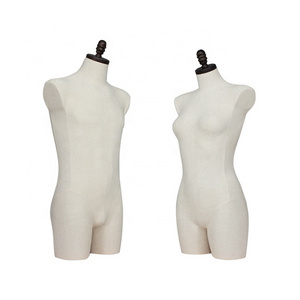 high end fabric covered customized female and male half-body torso bust form mannequin for underwear bra lingerie display