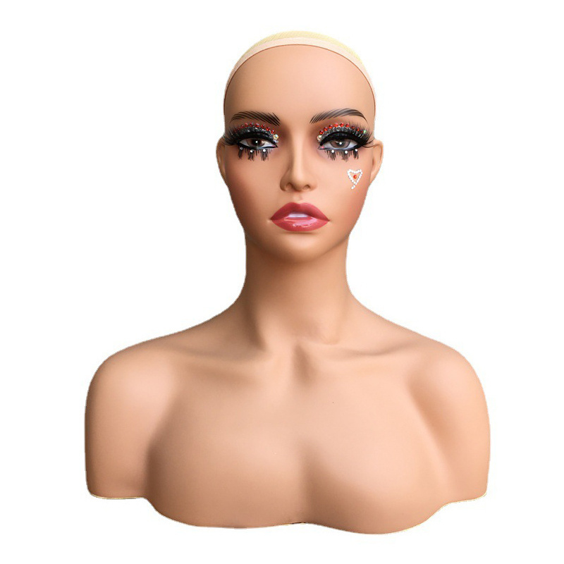 Makeup face realistic Female Mannequin Head Bust Mannequin Head With Shoulders For Wigs Display