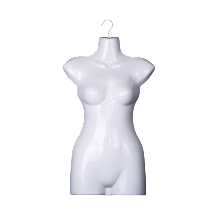 White Plastic half body form hollow female torso hanging clothes model Mannequin with hook for swimwear window display sale