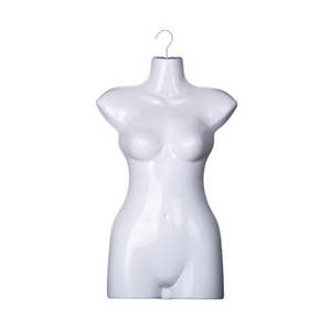 White Plastic half body form hollow female torso hanging clothes model Mannequin with hook for swimwear window display sale