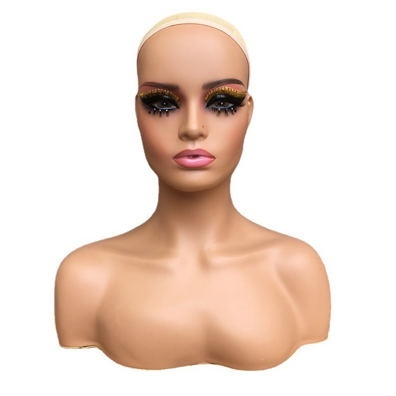 Makeup face realistic Female Mannequin Head Bust Mannequin Head With Shoulders For Wigs Display