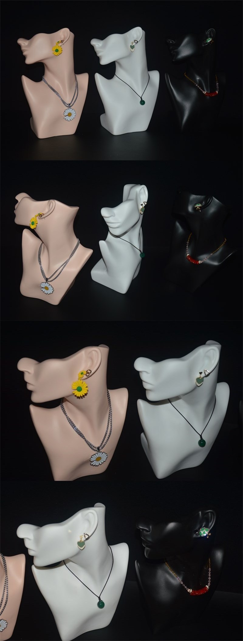 hot sale half face jewelry earring necklace display Mannequin head necklaces jewelry doll display bust holder stand base