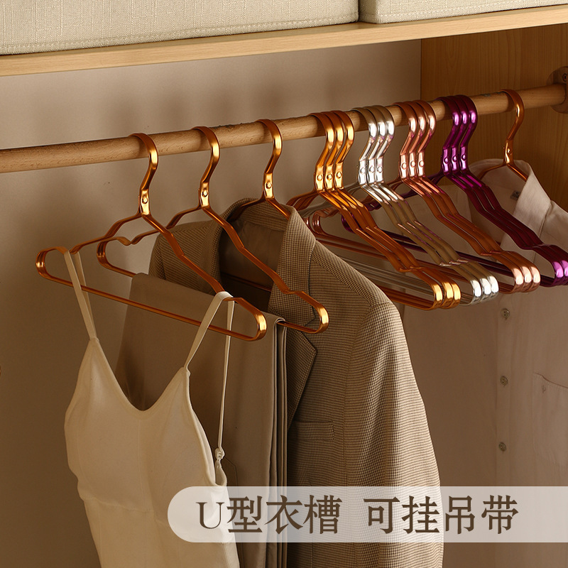 wholesale good quality gold silver rose gold light weight aluminum alloy metal wire closet coat suit shirt hanger hook