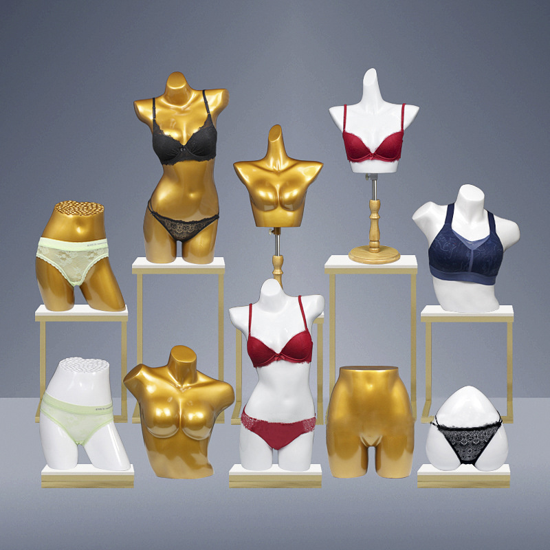 cheap gold color underwear lingerie sexy bikini display big breast chest and butt female mannequin torso bust for sale