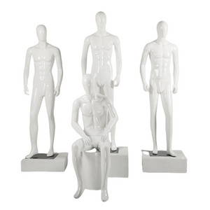 High end full body dummy abstract head male glossy white mannequin for display clothes