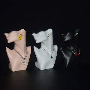 hot sale half face jewelry earring necklace display Mannequin head necklaces jewelry doll display bust holder stand base