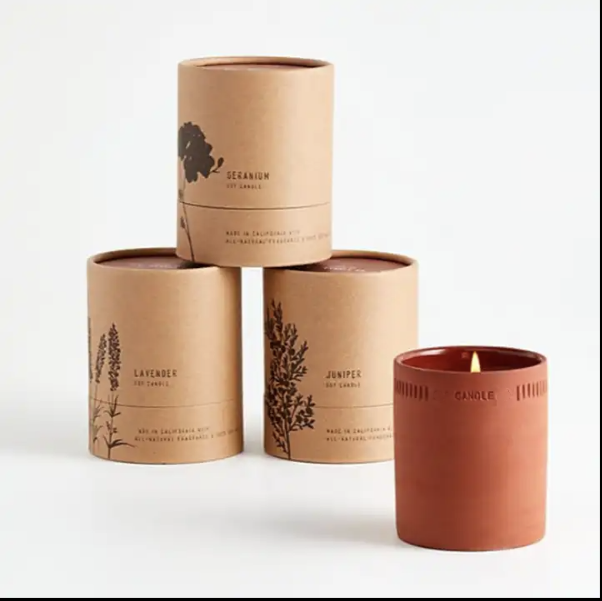 Wholesale  luxury pillar natural plant oil pure  soy wax  scented candle with exquisite kraft paper cylinder gift box