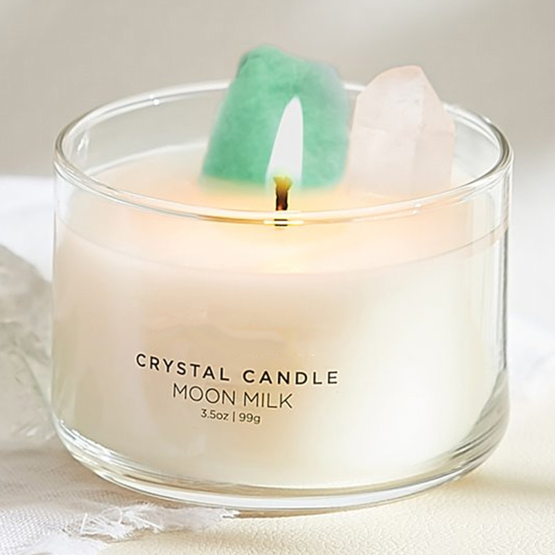 High-Grade Glass Crystal Stone Scented Candle Long-Lasting Fresh Air Smokeless with 2/3 Wick Essential Oil New in Box