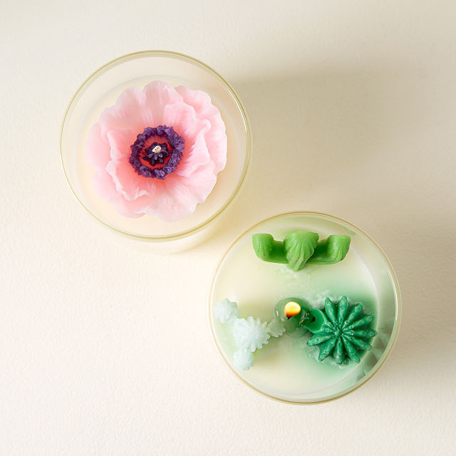 Lovely glass hold small plant flowers cactus shaped scented candles Home decor gift mini candles