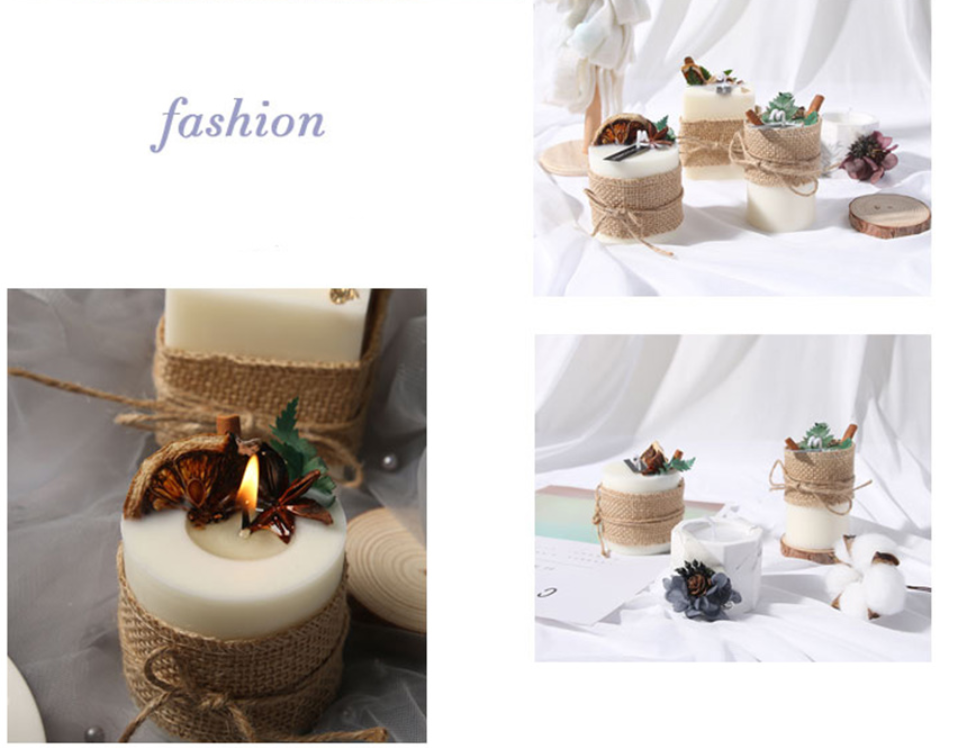 Wholesale Home decoration Cylindrical Aromatherapy Smokeless Candle Romantic  Dried Flower Pillar Scented candles