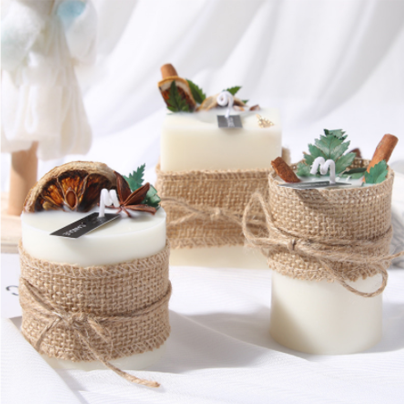 Wholesale Home decoration Cylindrical Aromatherapy Smokeless Candle Romantic  Dried Flower Pillar Scented candles