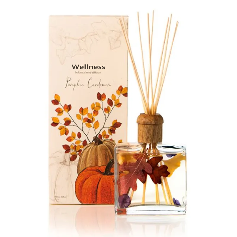 Square glass bottle rattan stick air freshener reed diffuser with luxury packaging