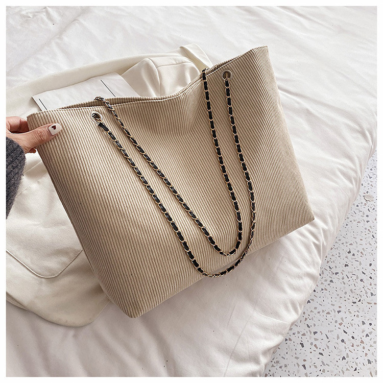 Double Handle Bags Women Handbags Ladies Tote Bag Cotton Large Capacity Luxury Chain Shoulder Tote Bag