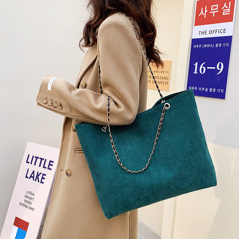 Double Handle Bags Women Handbags Ladies Tote Bag Cotton Large Capacity Luxury Chain Shoulder Tote Bag