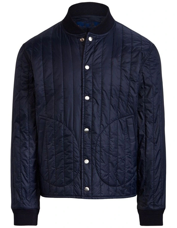 Premium High Quality Snapped Placket Angled Pockets Light Quilted Puffer Water-Repellent Polyester Navy Baseball Jackets