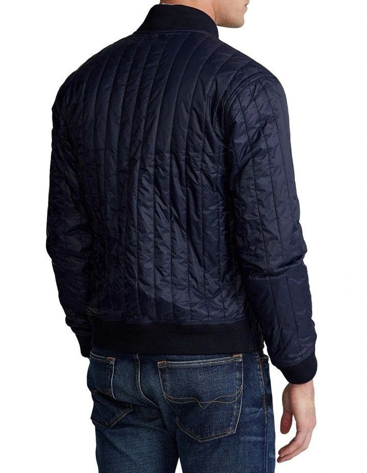 Premium High Quality Snapped Placket Angled Pockets Light Quilted Puffer Water-Repellent Polyester Navy Baseball Jackets