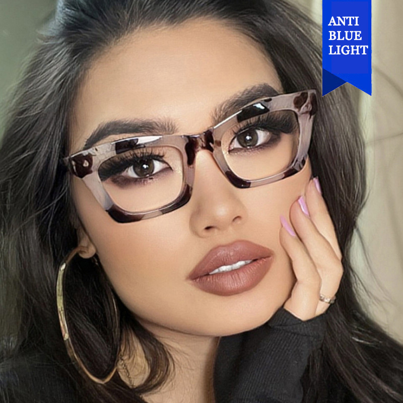 Cross border cat eye designer thick optical frames glasses anti blue light eyeglasses for women