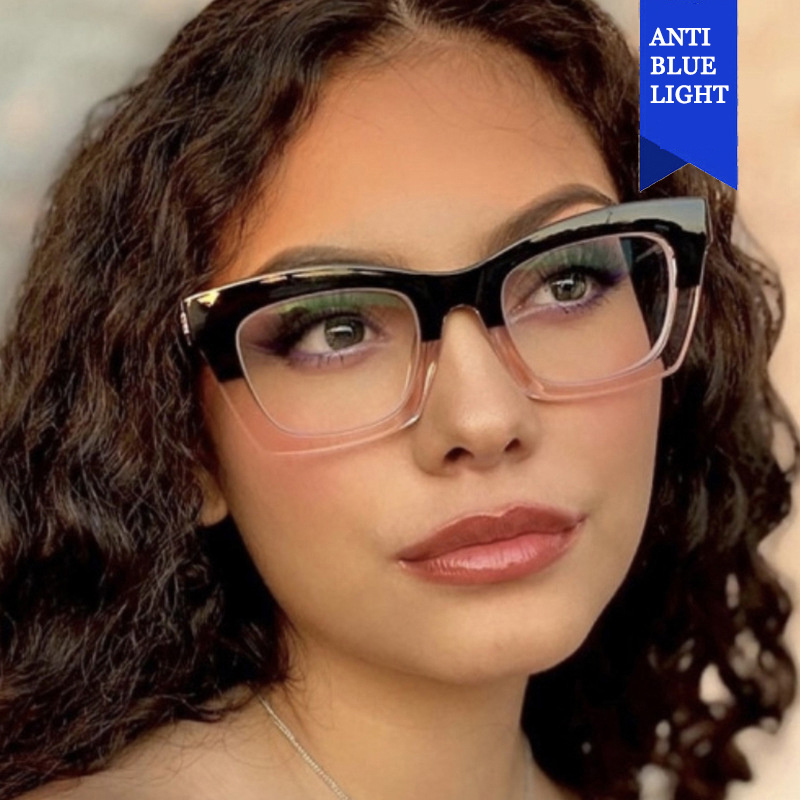 Cross border cat eye designer thick optical frames glasses anti blue light eyeglasses for women