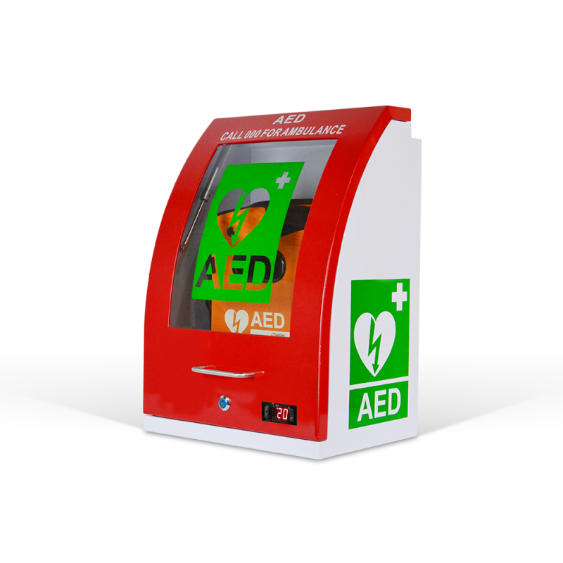 Medical First Aid Kit Defibtech Box Wall Tool Lock Outdoor AED Cabinet With Alarm