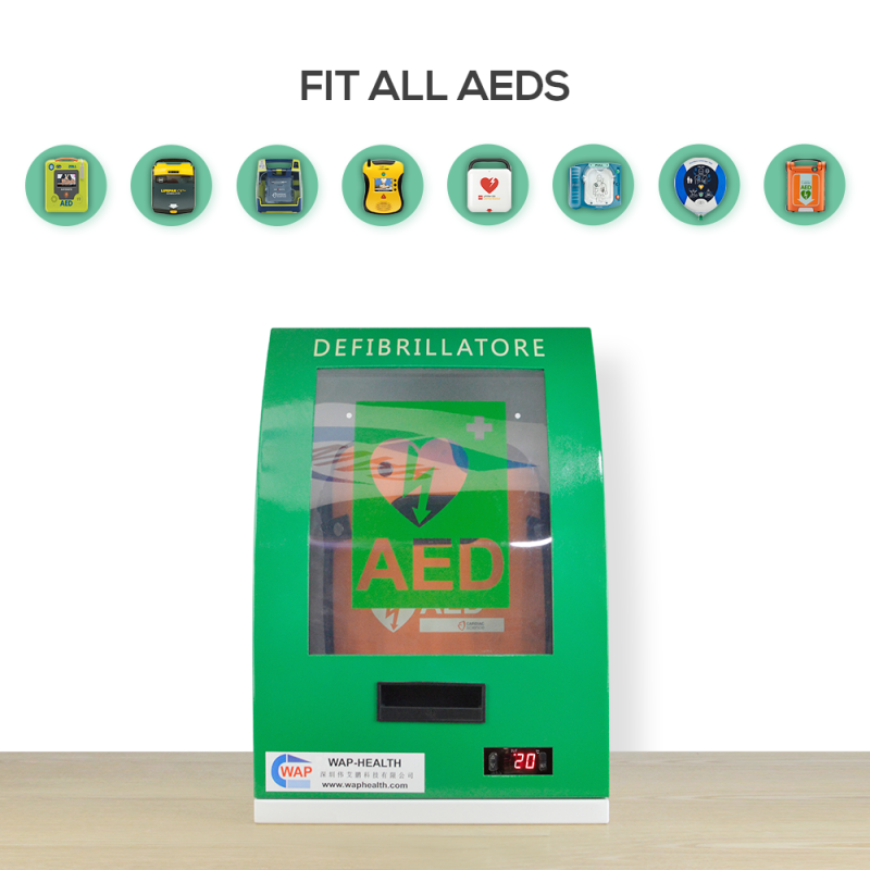 Medical First Aid Kit Defibtech Box Wall Tool Lock Outdoor AED Cabinet With Alarm