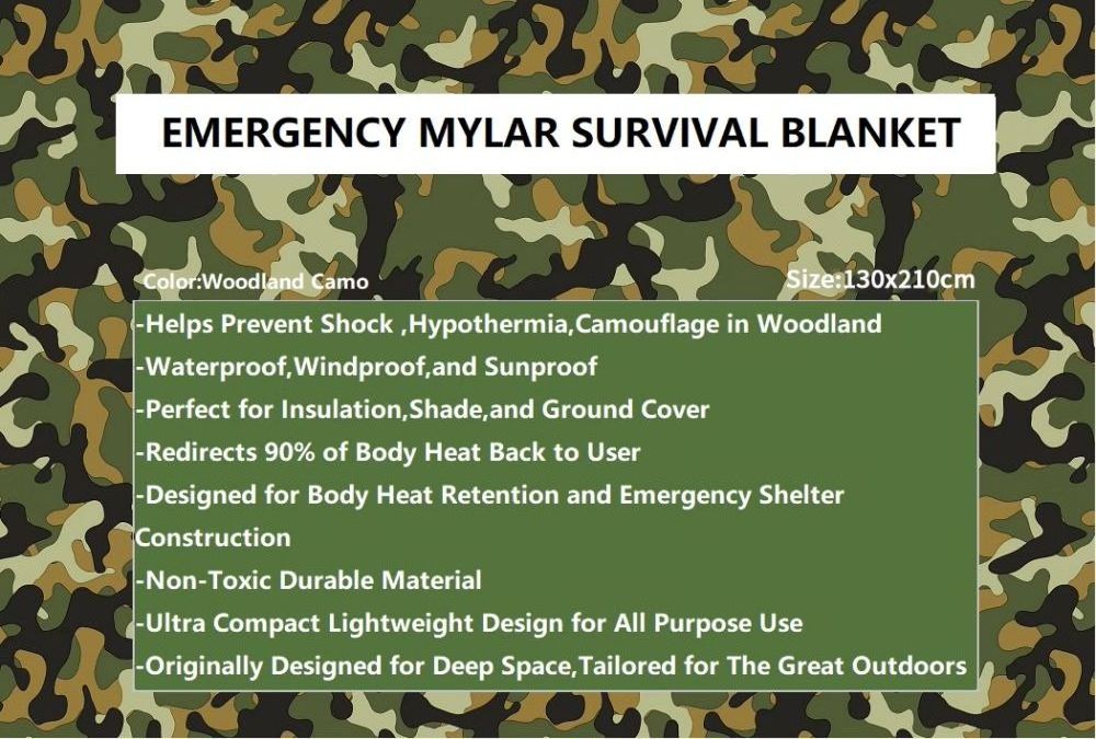 Wholesale Thermal Space Survival Foil Bivvy Emergency Mylar Camouflage First Aid Blanket