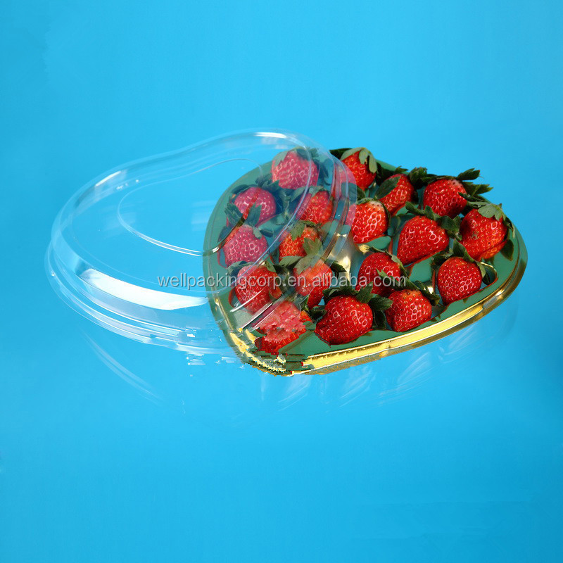 Golden Heart Shaped Plastic Strawberry Packing Punnet