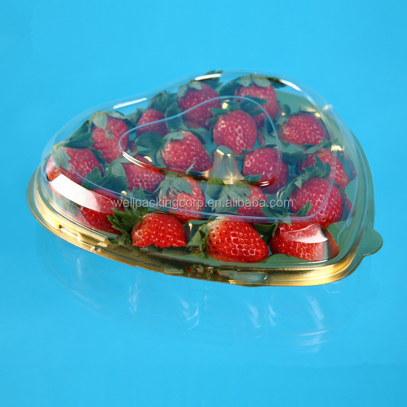 Golden Heart Shaped Plastic Strawberry Packing Punnet