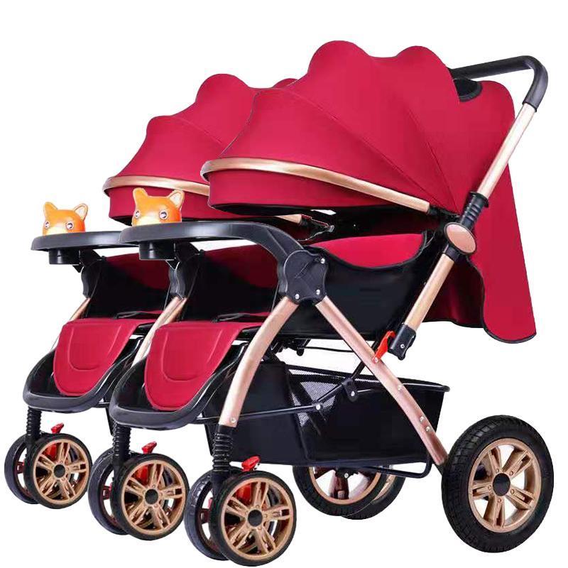 Quick Folding Cheap Airport Trolley 2 Baby Cart Wagon Double Stroller With Car Seat