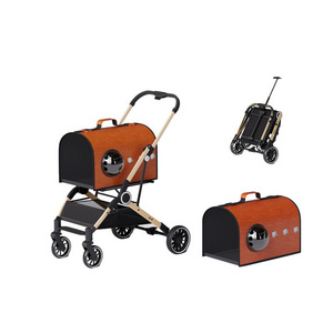 Pet Travel Trolley Cart Collapsible Baby Stroller Wagon for Dog Cat