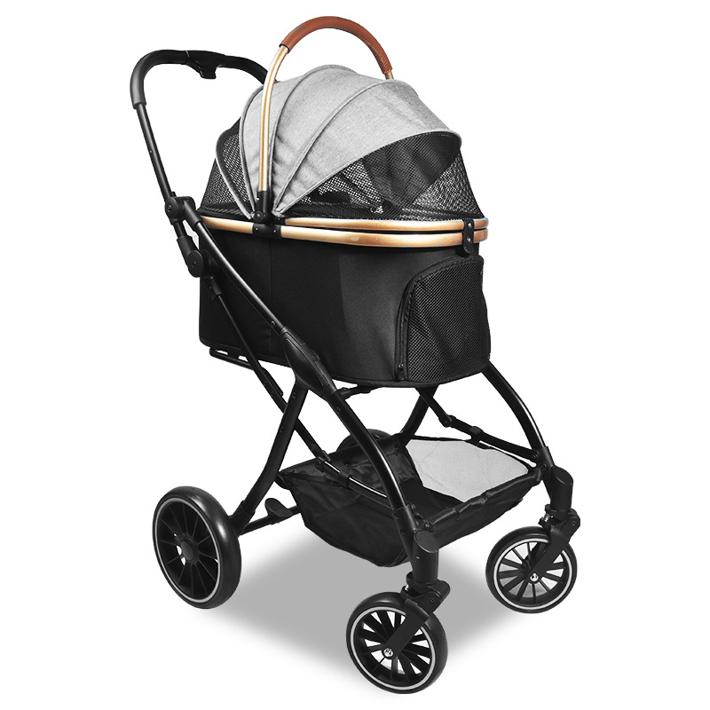 Wholesale  Luxury Aluminum Tube Pram 3 In 1 Carrier Designer Detachable Show Cat Trolley Dog Pet Stroller