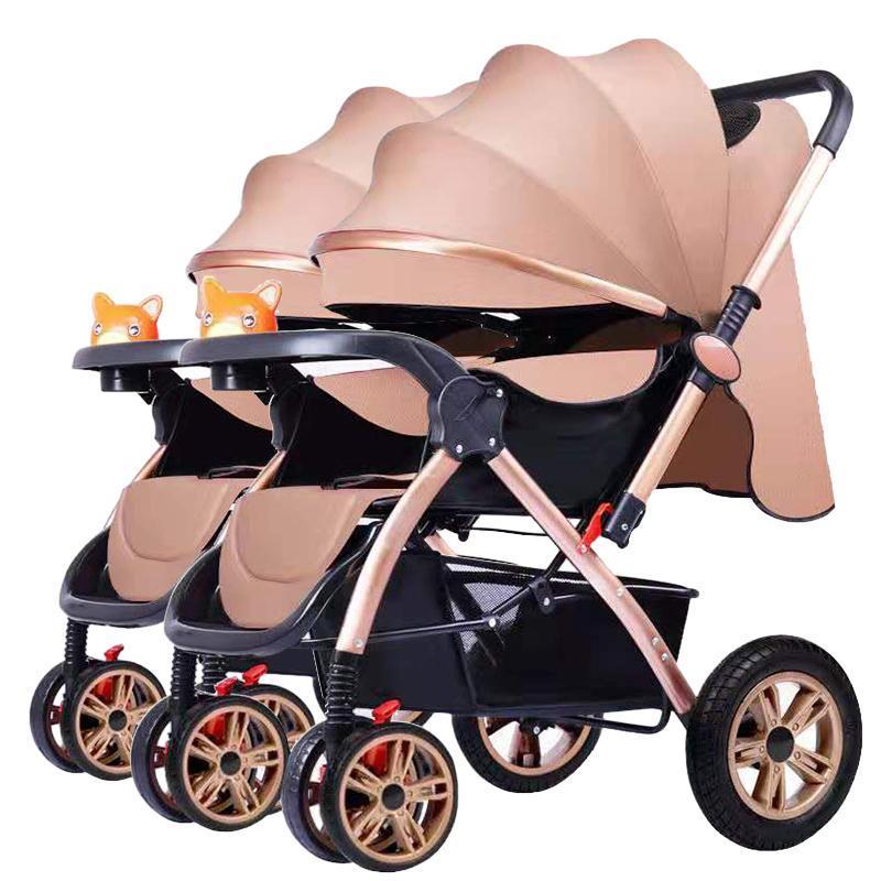 Quick Folding Cheap Airport Trolley 2 Baby Cart Wagon Double Stroller With Car Seat