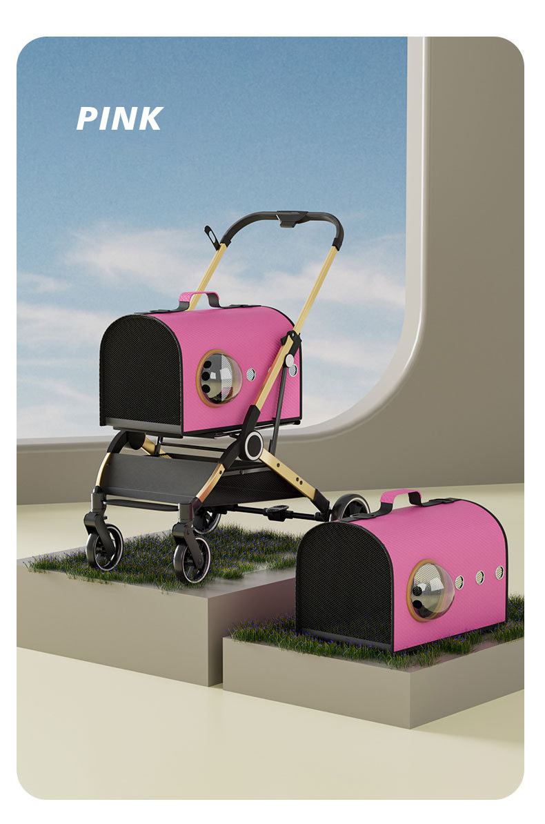 2024 wholesale foldable pet dog stroller luxury small dogs travel detachable pet stroller 2 in 1