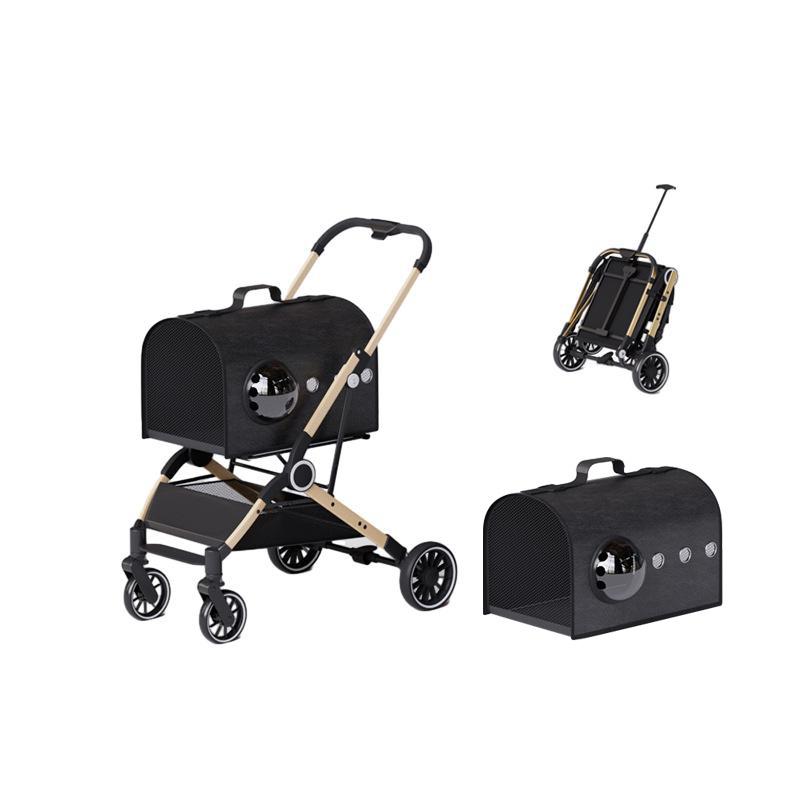 Portable Folding Function  Lightweight Dog Cat Trolley Outside Travel Adjustable Pet Cart