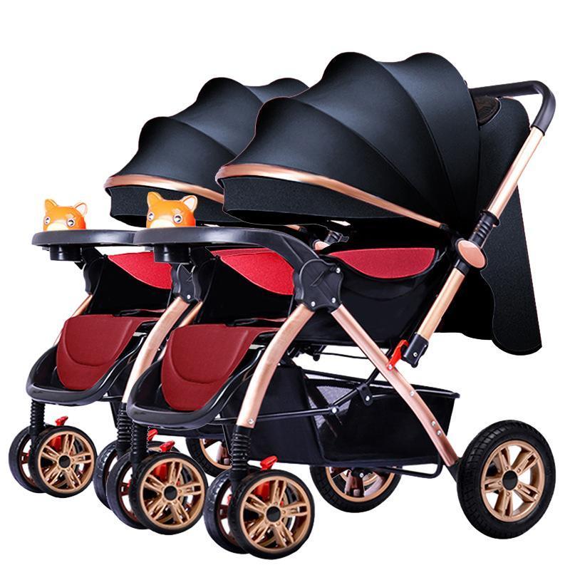 Quick Folding Cheap Airport Trolley 2 Baby Cart Wagon Double Stroller With Car Seat