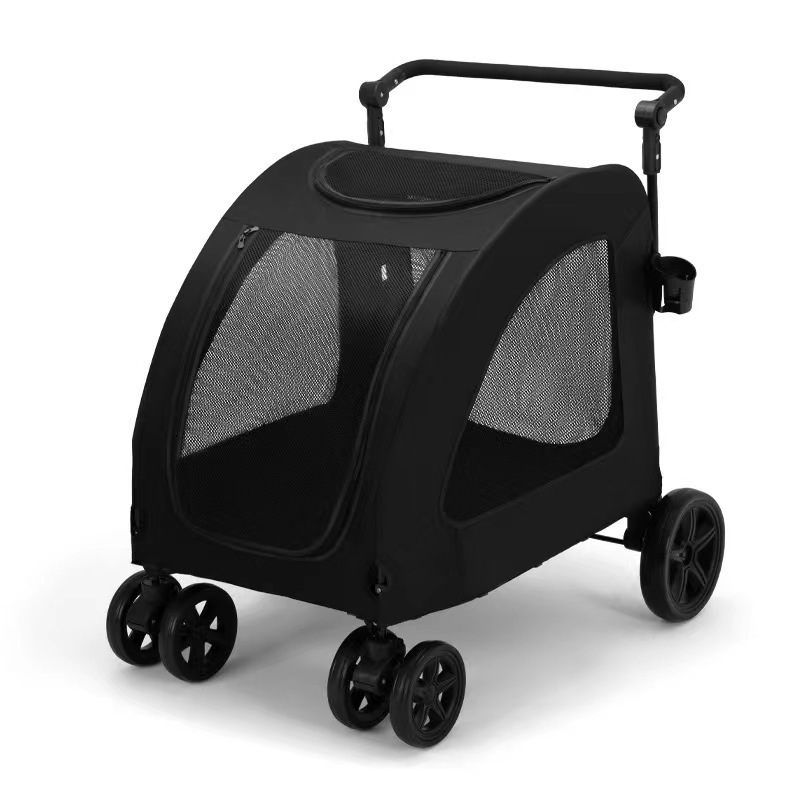 Detachable Handcart Folding Cart Removable Large Size Animal Stroller Dog Cart Pet Trolley With 4 Wheel And Storage Space