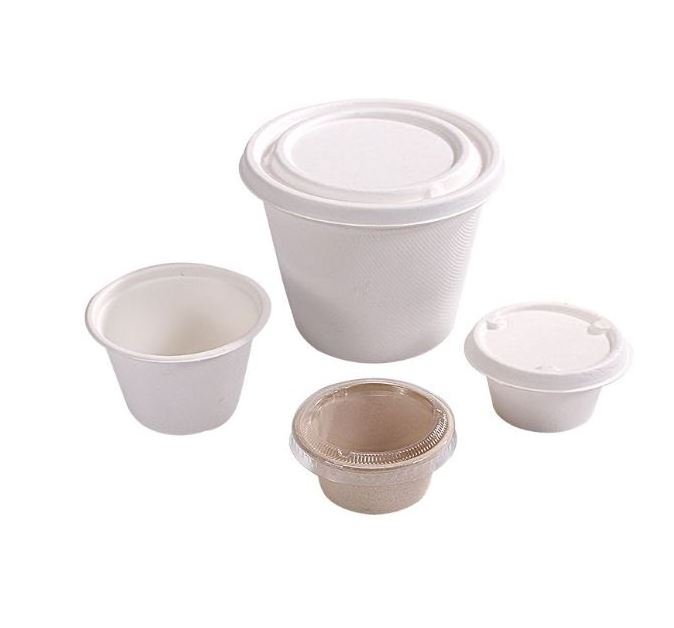 biodegradable pla take away takeaway paper small hot sauce packaging pot boxes box cups container with lids for restaurant