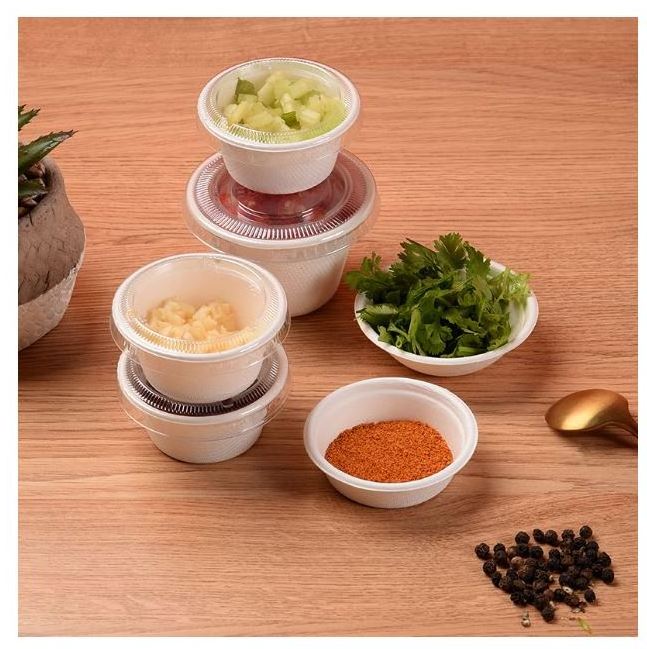 biodegradable pla take away takeaway paper small hot sauce packaging pot boxes box cups container with lids for restaurant