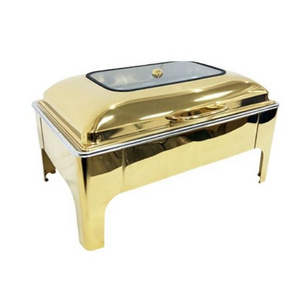 ceramic small brass wedding round roll top up golden gold luxury plat chafing chaffing dish dishes for catering party