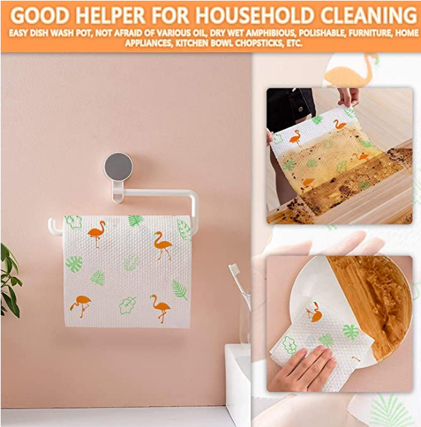 Kitchen Eco Friendly Paper Towels Cleaning Cloths for House Washable, Disposable Dish Cloths, Food Oil Absorbing Reusable Wipes