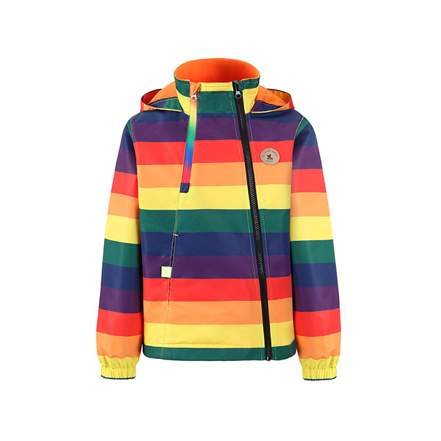 Custom Design Children Waterproof Windbreak Boy Girl Spring Rainbow Zipper Windbreak Jacket