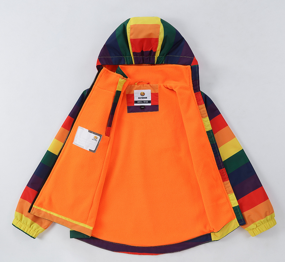 Custom Design Children Waterproof Windbreak Boy Girl Spring Rainbow Zipper Windbreak Jacket