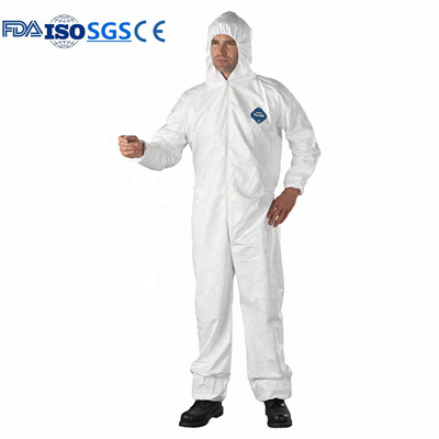 EN13485 Type5/6 Tyvek Coverall Protective PPE Kit Overalls Disposable Coverall Chemical Hazmat Suit with EN14126