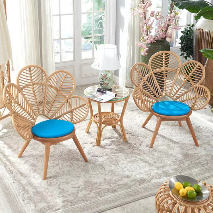 Cheap price vintage natural Outdoor sunscreen rattan wicker flower rattan patio garden chair