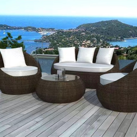 Wholesale price Outdoor furniture waterproof hotel villa Rattan Wicker sectional Patio Garden Sofa Set