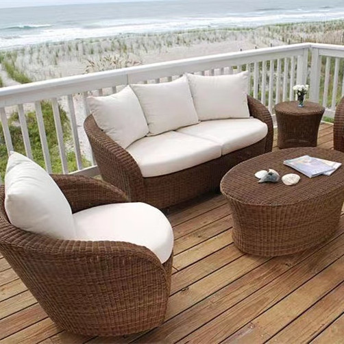 Wholesale price Outdoor furniture waterproof hotel villa Rattan Wicker sectional Patio Garden Sofa Set