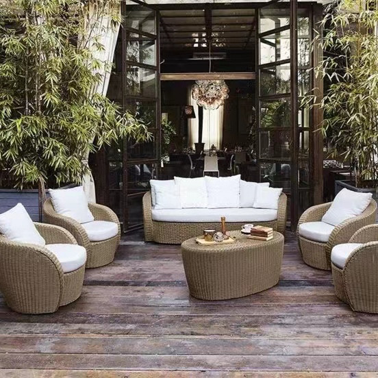 Wholesale price Outdoor furniture waterproof hotel villa Rattan Wicker sectional Patio Garden Sofa Set