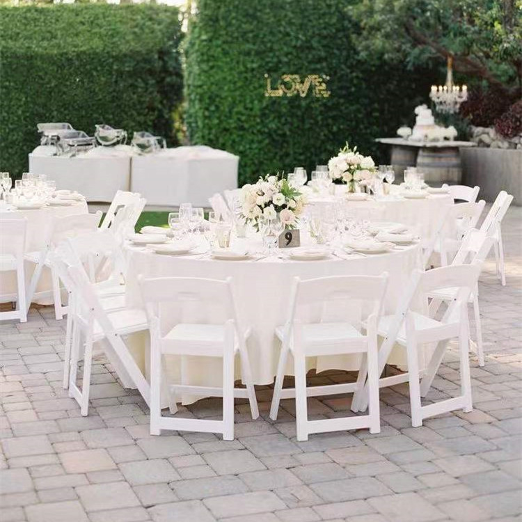 Elegant design outdoor padded Wimbledon White Dining Banquet Wedding Plastic Resin Folding garden Chairs