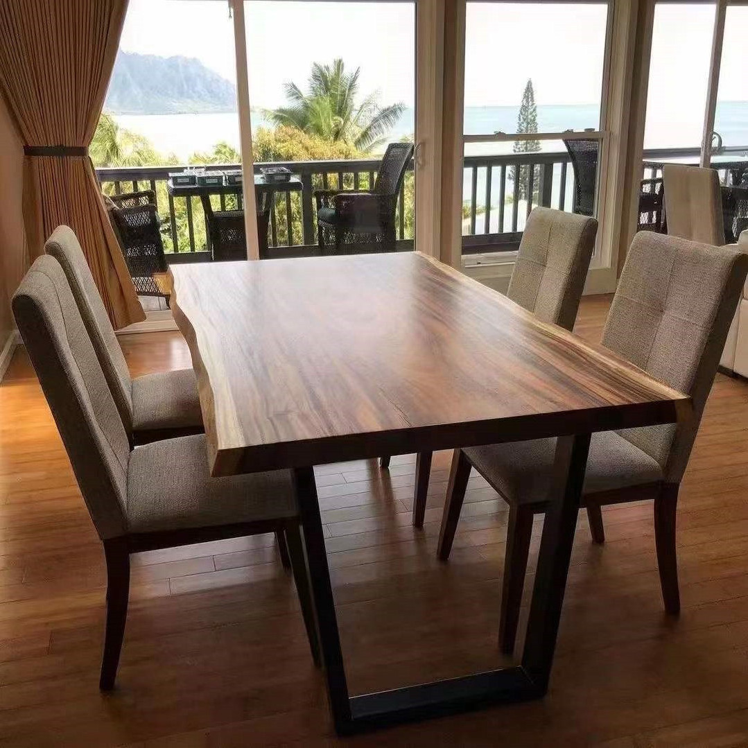 Good price Outdoor furniture South America walnut natural shape table top live edge wood slab restaurant dining table